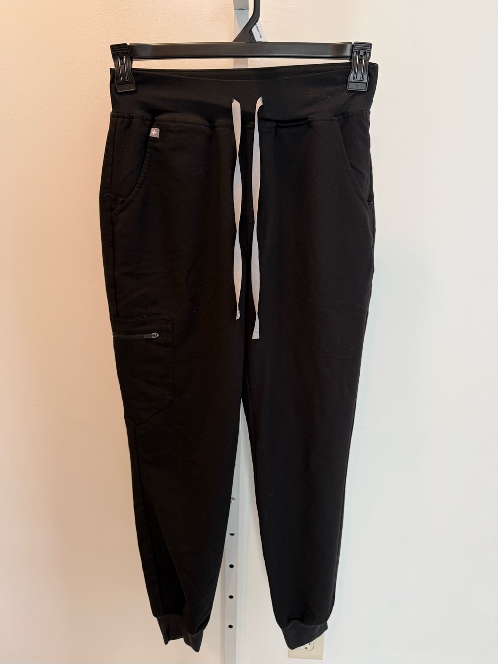 Figs Zamora Black Drawstring Waist Scrub Joggers Pocket Elastic Waist Size S